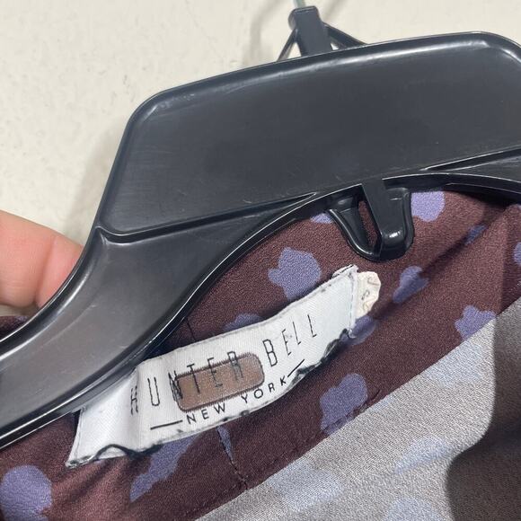 Hunter Bell Small Finley Blouse Maroon Polka Dot Bow Wrap Tie Neck Career - Picture 11 of 12